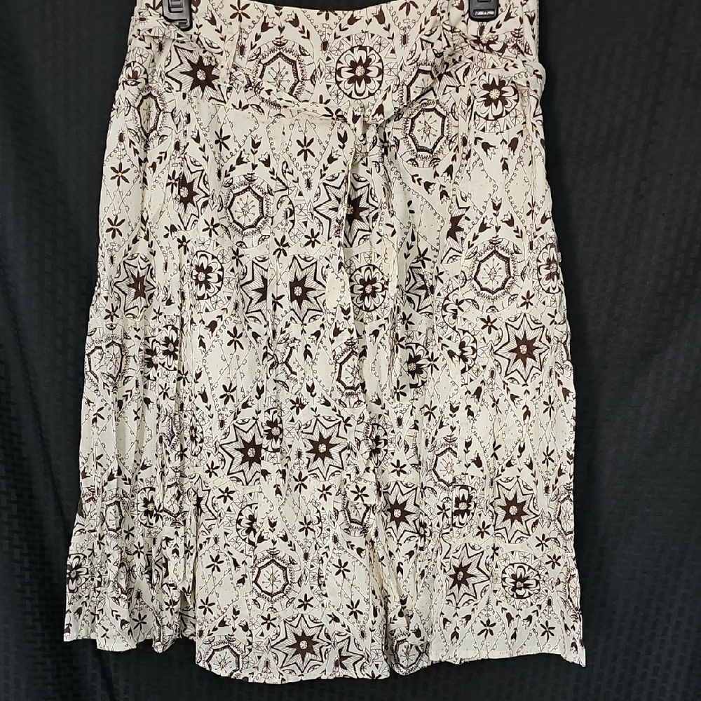 Apt. 9 Cream and Brown A-Line Skirt
